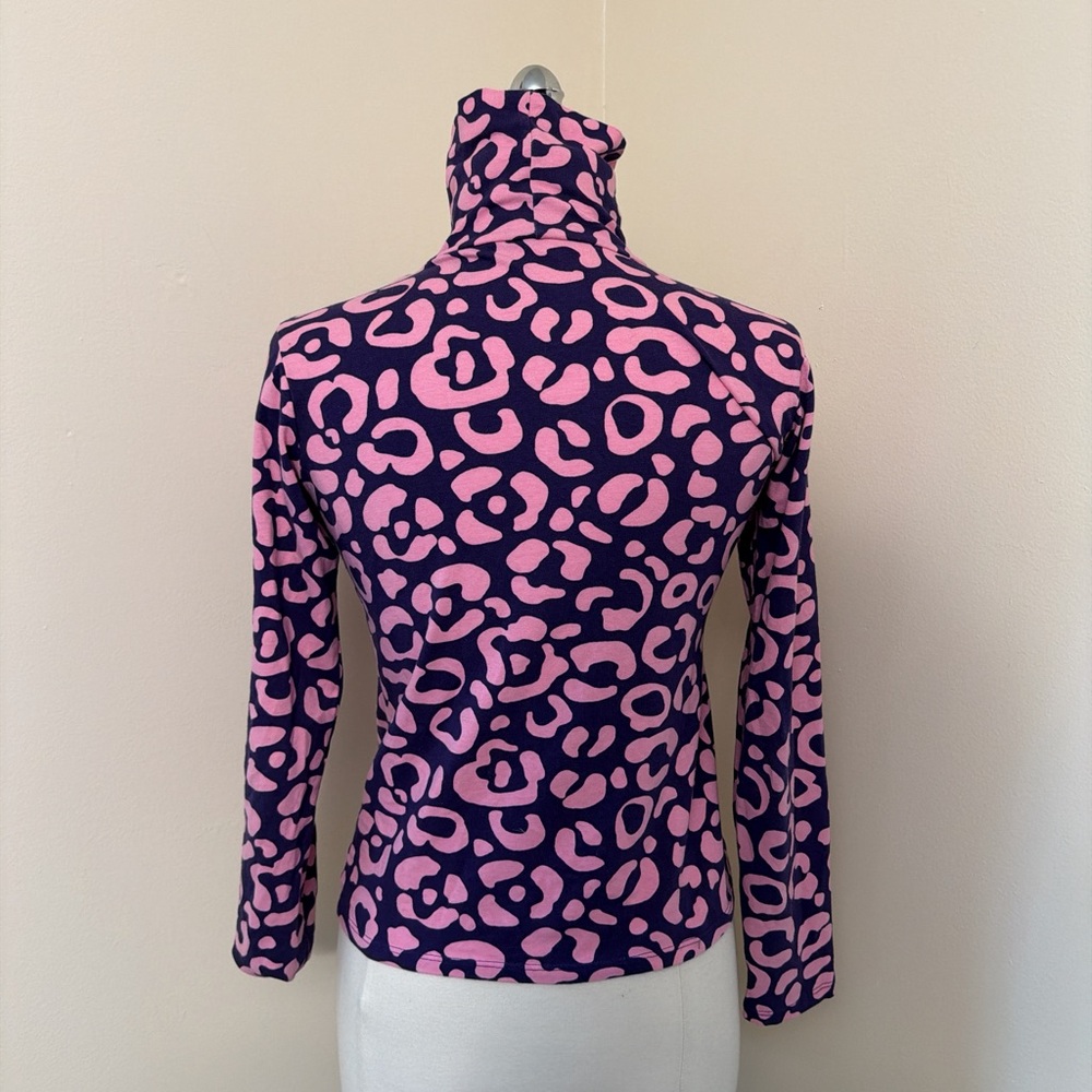 Nooworks Pink and Purple Cheetah Leopard Print Turtleneck M - Picture 3 of 6